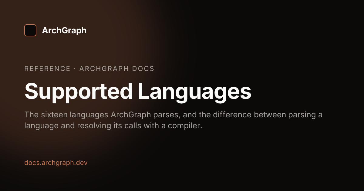 Supported Languages | ArchGraph Docs
